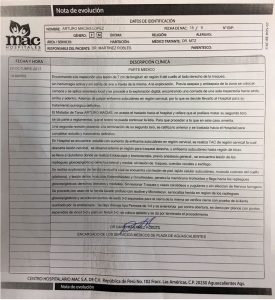 Parte médico Arturo Macías