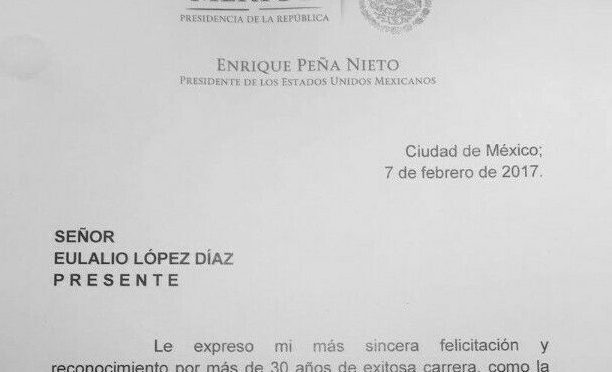 Peña Nieto reconoce labor de Zotoluco