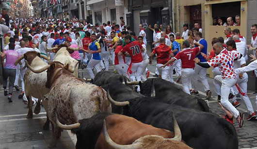 Encierro rápido con los Fuente Ymbro en Pamplona