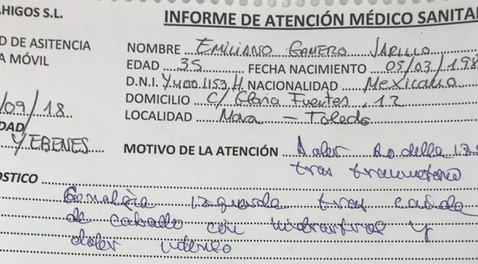 Gamero sufre lesión previa a festejo taurino en Yebenes